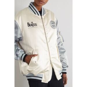 STELLA MCCARTNEY White The Beatles Get Back Embroidered Satin Bomber Jacket XS
